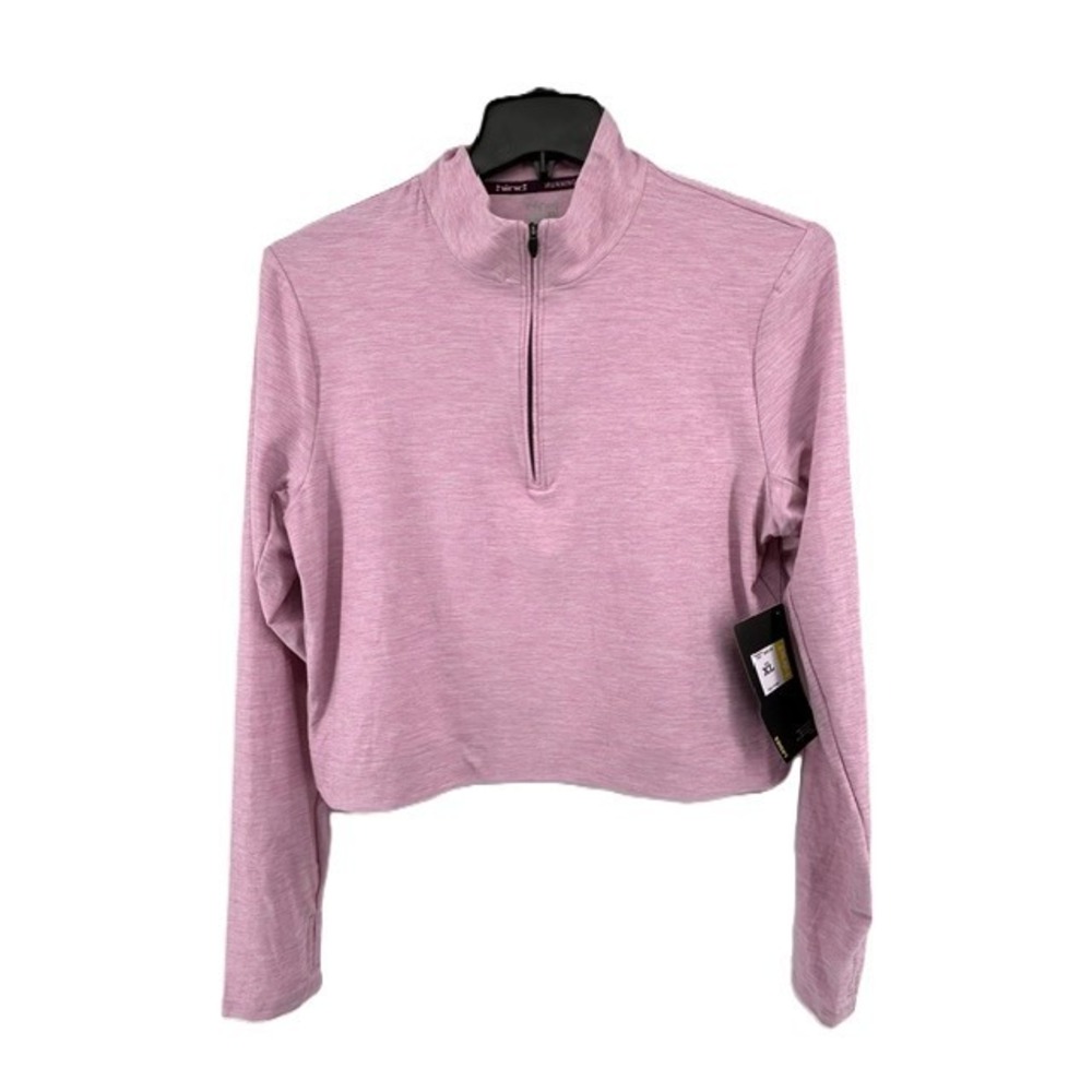 Hind Running Womens XL Pink Heathered Quarter Zip Cropped Pullover CY1898 NEW
